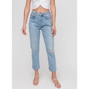 Citizens of Humanity Charlotte high rise crop 24 torn knees button fly blue
